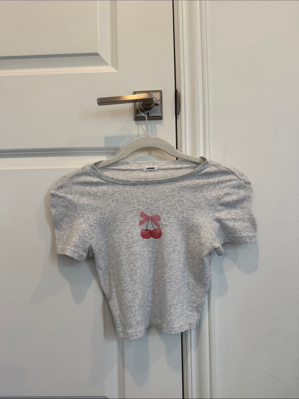Garage Gray Tee with Pink Cherry Motif